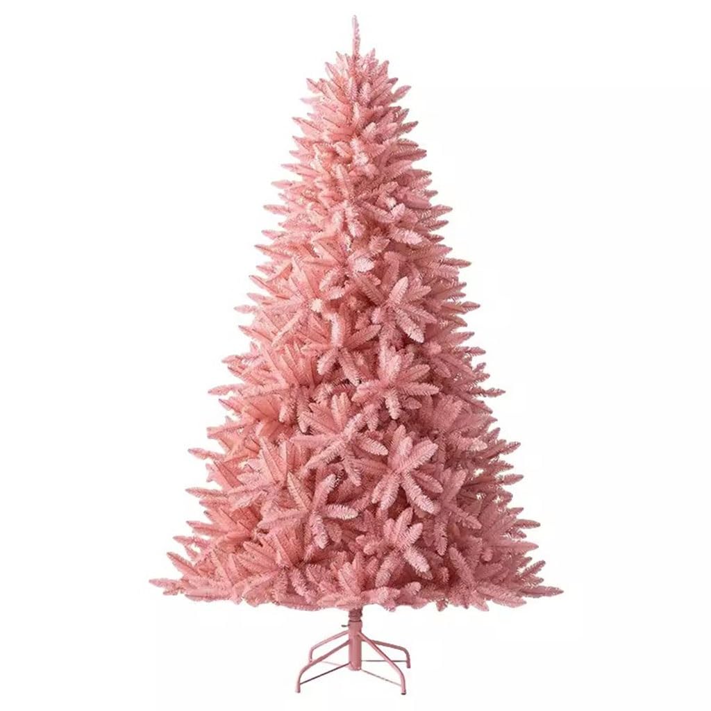 Albero di Natale con decorazioni rosa da 6,8 piedi, Premium con ornamenti a forma di stella e supporto in metallo, albero di Natale artificiale, pieghevole per interni tradizionali, rosa 210 cm (6,8