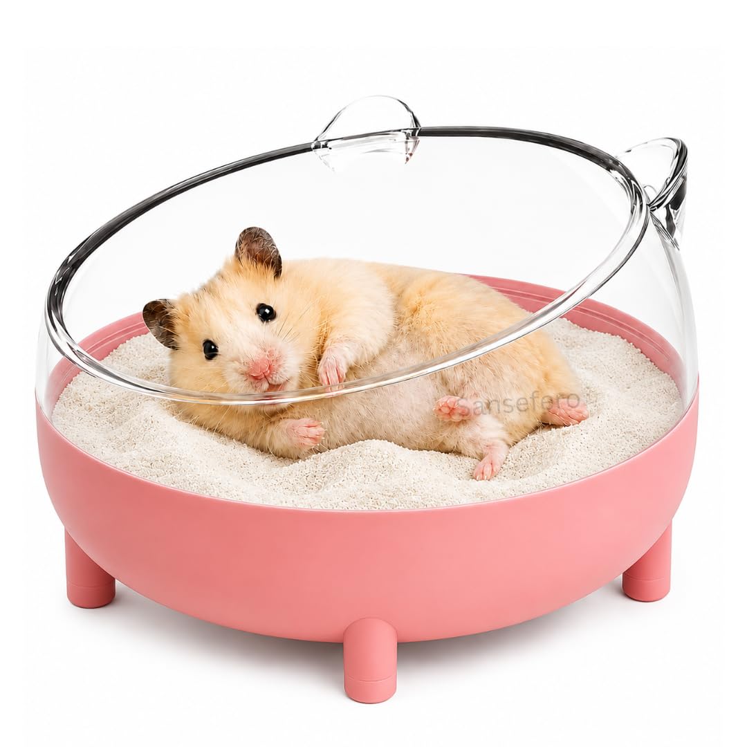 SANSEFERO Hamster Bath Tub Basin for Relaxing Bathing Box for Hamsters, Dwarf, Chinchillas, Mice & Gerbils Enhance Hygiene Splash Proof & Comfort in Style (Random Color)-image-10