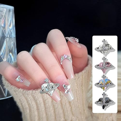 Miniatura 7 de Joyas de uñas de cristal de corazón brillante con diamantes de imitación en forma de corazón, accesorios de arte de uñas de bricolaje (14 unidades)