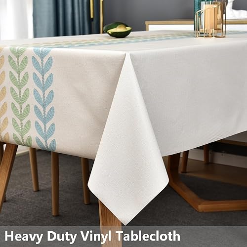 Miniatura 2 de TruDelve Mantel rectangular de plástico, mantel de vinilo beige, impermeable, lavable, para mesa de comedor (54 x 108 pulgadas, trigo-2)