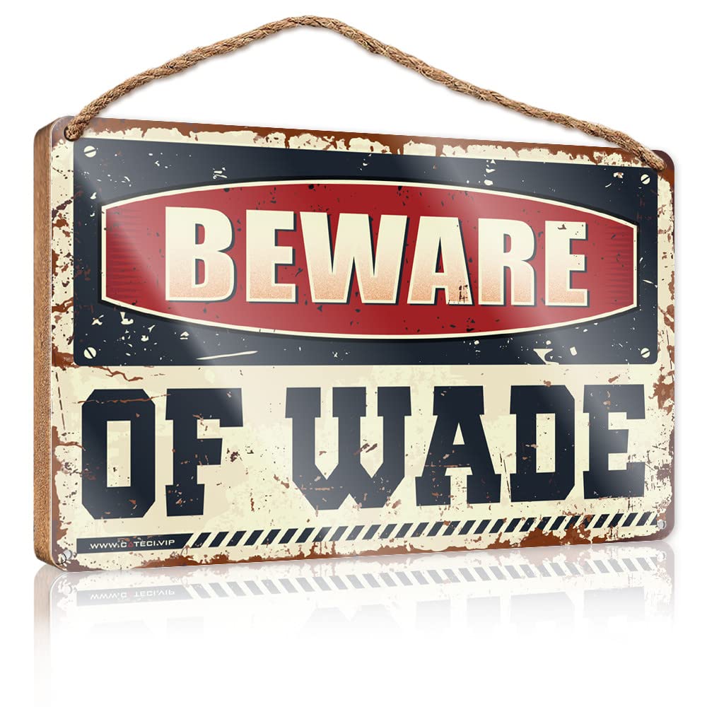 Bathroom Wood Sign Beware Of Wade Wooden Sign Office Signs For Desk Funny Funny Signs For Bedroo(15X28CM)