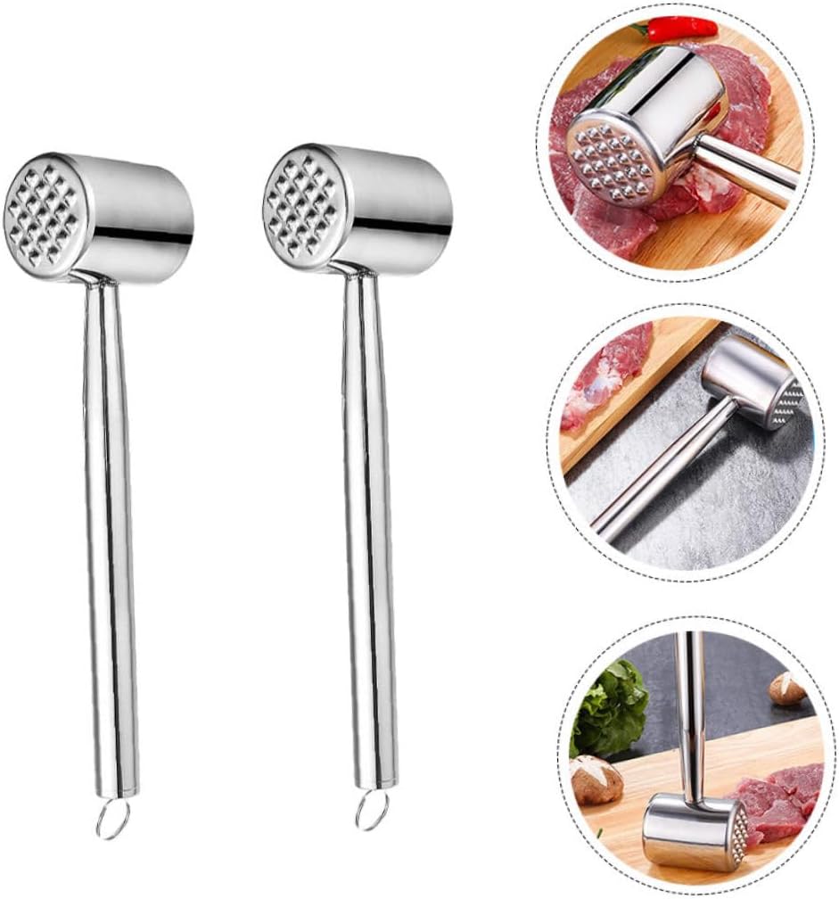 Stainless Steel Meat Tenderizer Hammer 2pcs Kitchen Steak Pounder Mallet for Beef Pork Cooking Tools