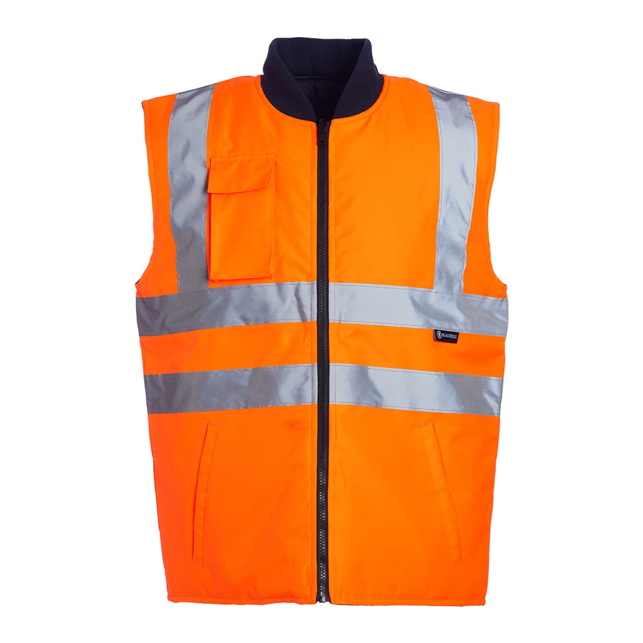 Blackrock Gilet sans manches haute visibilité orange et bleu marine | gilet matelassé réversible et doublé, chaud, réfléchissant, pour homme et femme