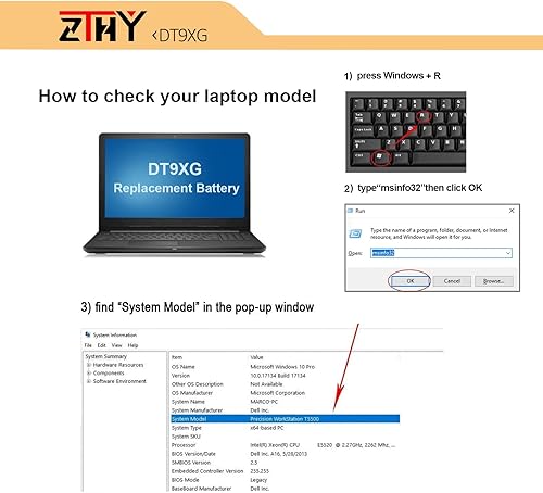 Miniatura 2 de ZTHY 90Wh DT9XG - Batería de repuesto para laptop Dell Alienware Area-167.3 ft R1 R2 ALWA51M-D1968W D1968B D1969PW D1733B D1746W D1735DB D1733PB