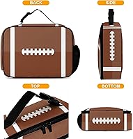 Vista 4 de Lonchera reutilizable de fútbol americano, bolsa de almuerzo aislada, bolsa enfriadora, lonchera para comida y alimentos, bolsa de mano