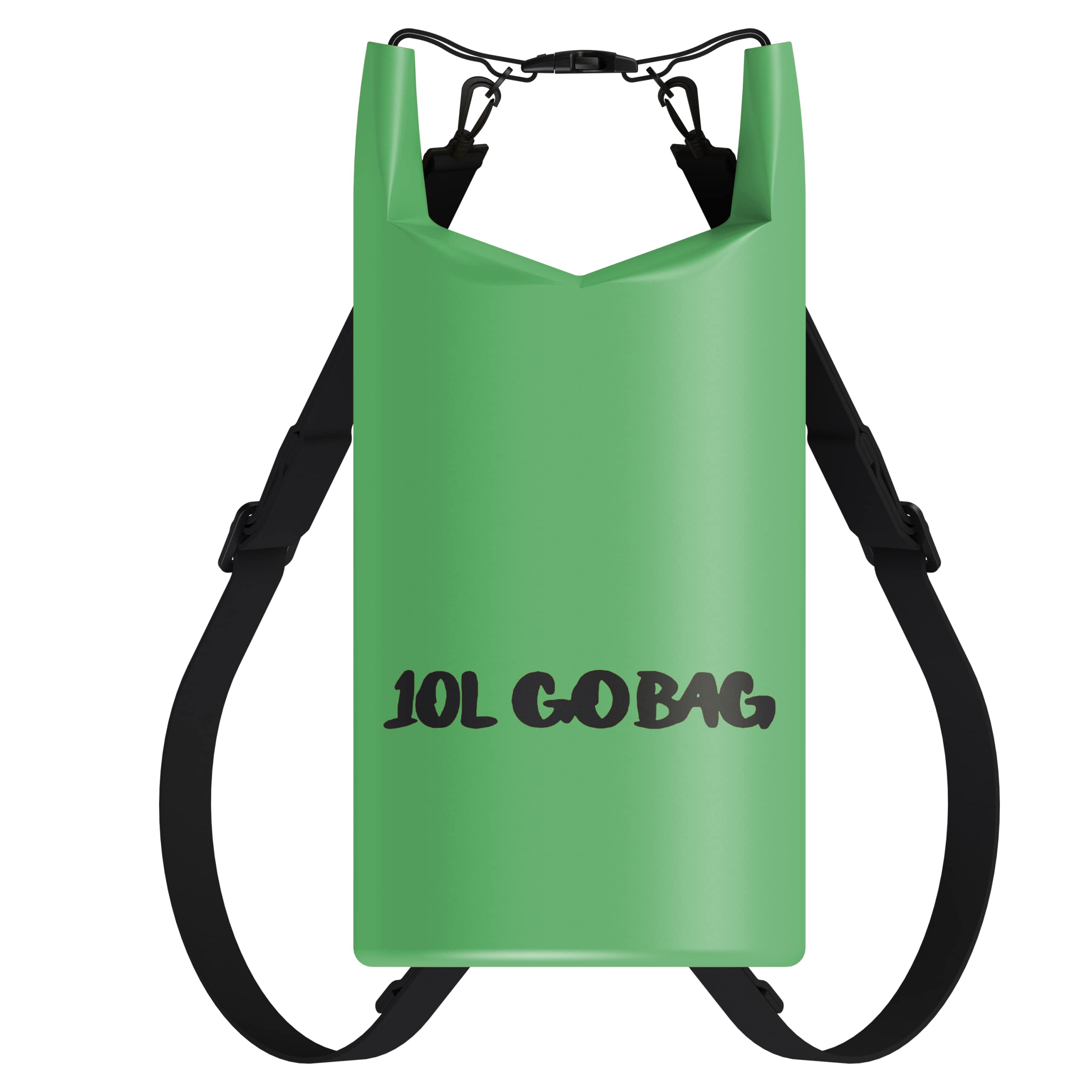 iChewie - Go Bag - Waterproof Dry Bag - Roll Top Compression Sack Keeps Gear Dry for Kayaking, Beach, Rafting, Boating, Hiking, Camping, Fishing, and More - 10L Green