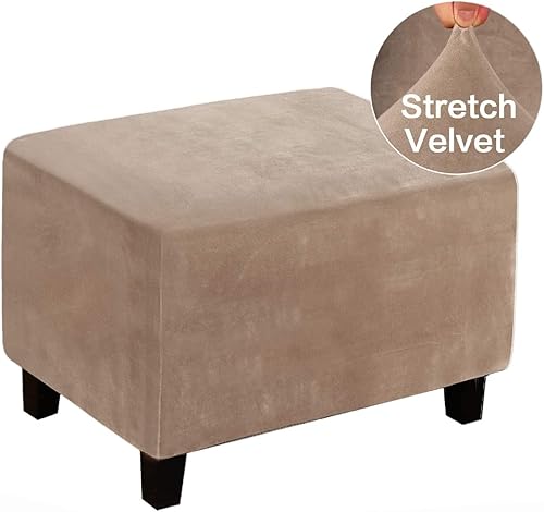 Miniatura 4 de Funda otomana de terciopelo, fundas elásticas para taburetes, funda de felpa para taburetes de pies, fundas extraíbles para taburetes de sofá,