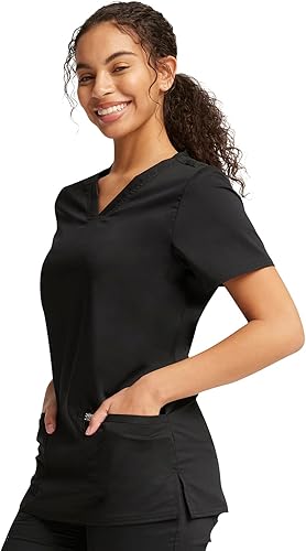 Miniatura 8 de Cherokee Medical - Camisa sanitaria para mujer con cuello en V, ajuste clásico moderno y 3 bolsillos, tela ultra suave y elástica en 2 direcciones