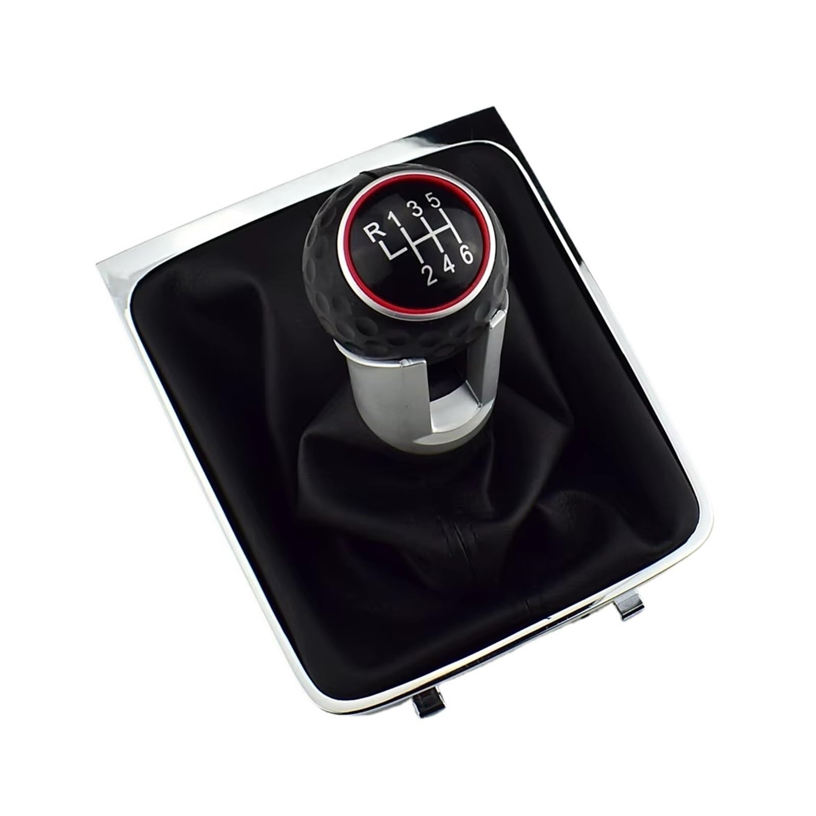 Qwqaab Gti 6 Speed Manual Gear Knob For Vw For Passat B6 2005-2011 Black Silver Manual Gear Shift Knob Pu Gaiter Boot Cover 5/6 Speed(Gti 6 Speed)