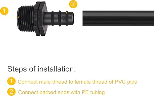 Miniatura 5 de MECCANIXITY Accesorios de riego por goteo de 0.610 in de púas a rosca macho G34 para tubos de 12 pulgada (negro, paquete de 4)