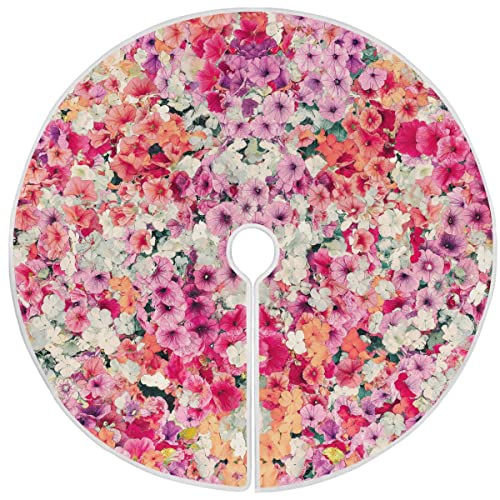 Spring Flowers Christmas Tree Skirt Decorations Sunflower Daisy Morning Glory Summer Xmas Tree Mat 36 Inch For Holiday Party Supplies Rustic Ornaments Mini Tree Skirt #TOP8