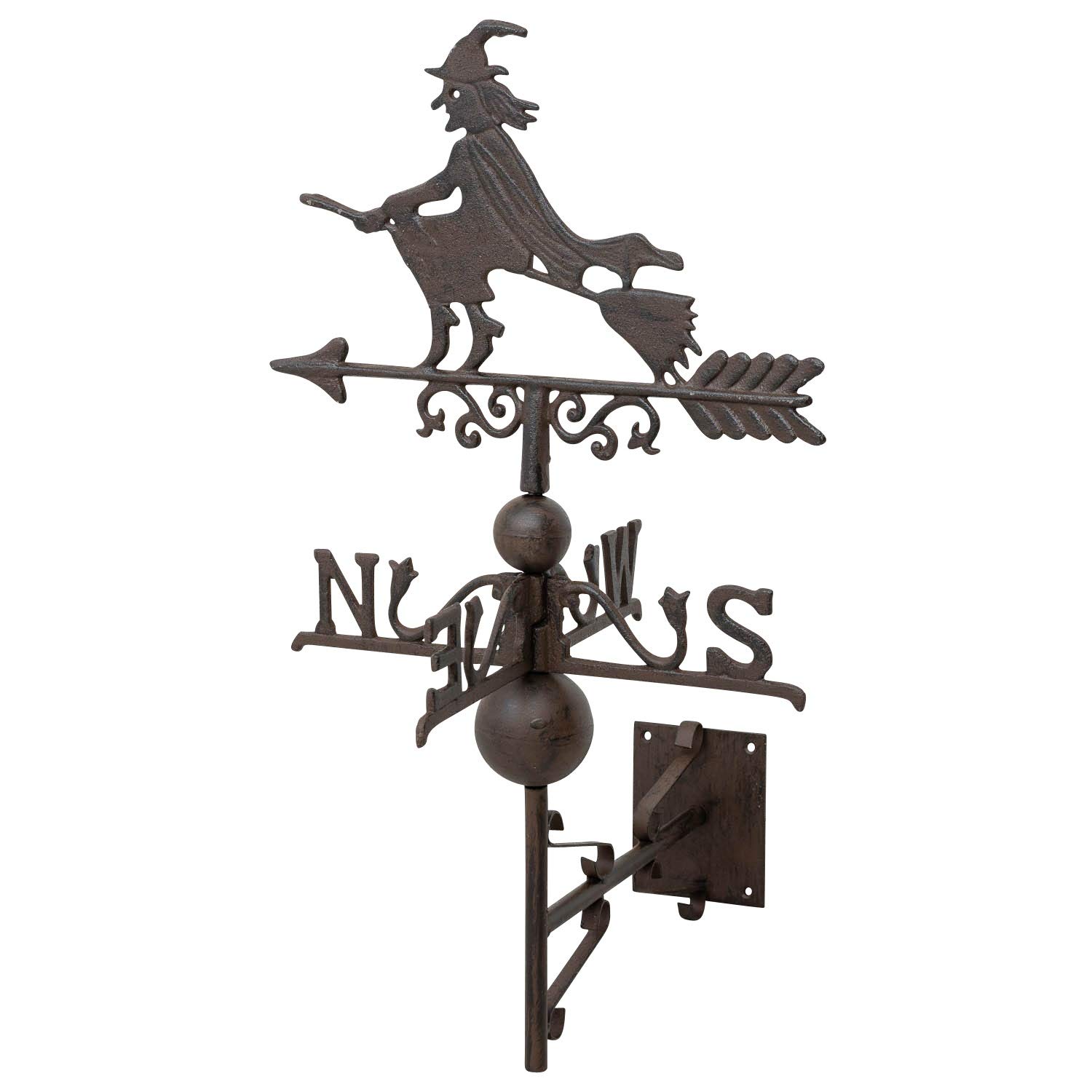 aubaho Nostalgie Wand Wetterhahn Hexe Garten Dekoration Windrad Eisen Wetterfahne braun