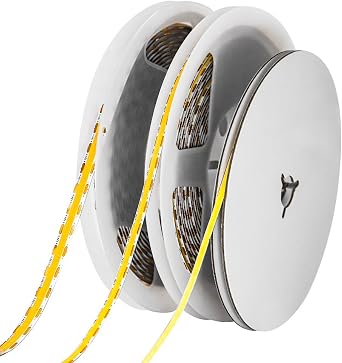 16.4ft COB LED Strip,8mm Width Cool White 6500K,CRI90+ DC24V 9.6W/M High Lumen Super Bright,Flexible High Density Uniform Light,for Bedroom, Kitchen, Closet