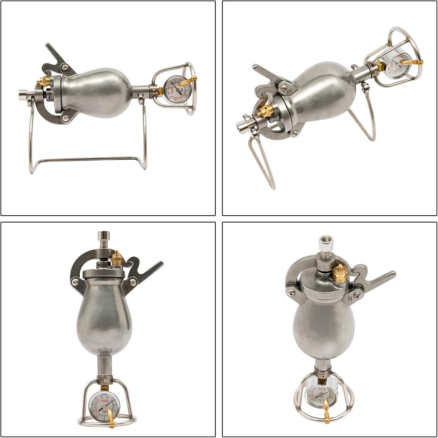 Traditional Popcorn Maker, 0.07Gal/260ml Stainless Steel Popcorn Machine, Mini Retro Popcorn Popper with Pressure Gauge for Party