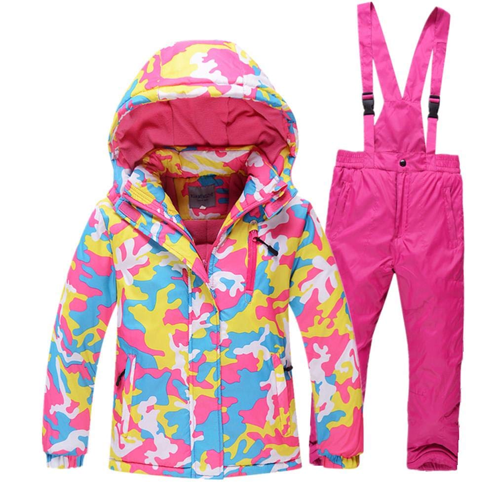 Girls/Boys Snowsuits Hooded Insulated Windproof Winer Coats Ski Jacket Snow Pants Set