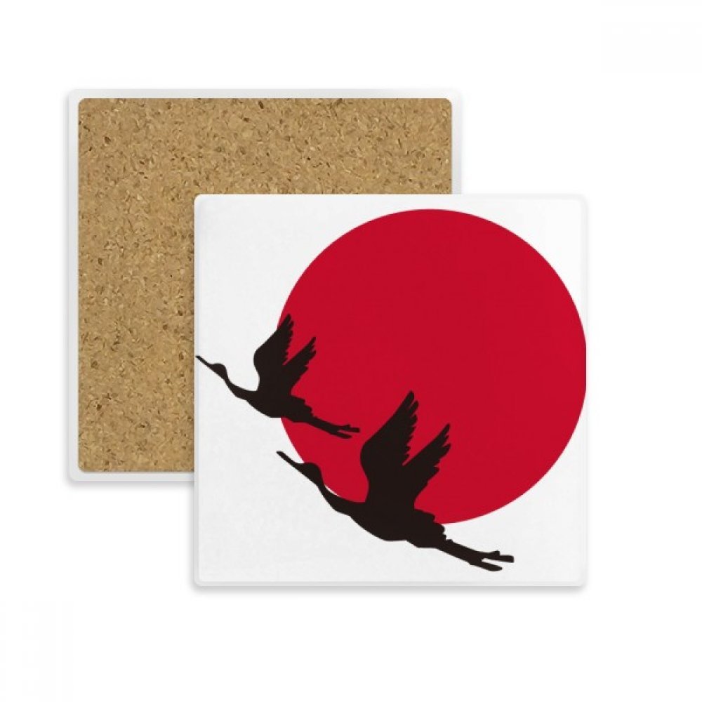 Dessous de verre absorbant motif oies japonaises en pierre pour tasse et verre élégant