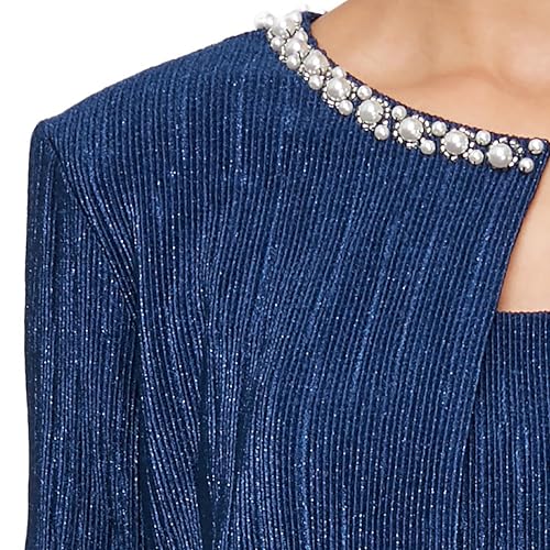 Image of Alex Evenings Women's Plus Size Long Scoop Neck Mock Gown with Embellished Neck Jacket, Wedding Guest, Formal Event Dress