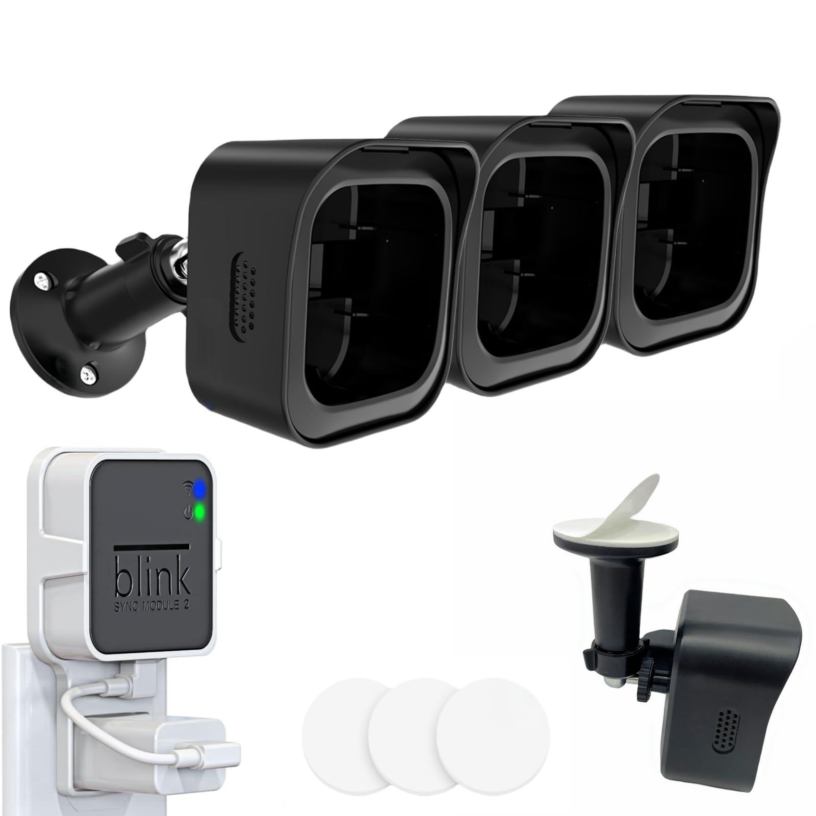Vortexia All-New 3-Pack Blink Outdoor Camera Surveillance Mount(4th & 3rd Gen),Weatherproof Protective Housing and 360 Degree Adjustable Mount, with sync Module 2 and Foam Double-Sided Tape