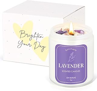 Lavender Scented Candles for Women, Aromatherapy Candle with Crystals In...