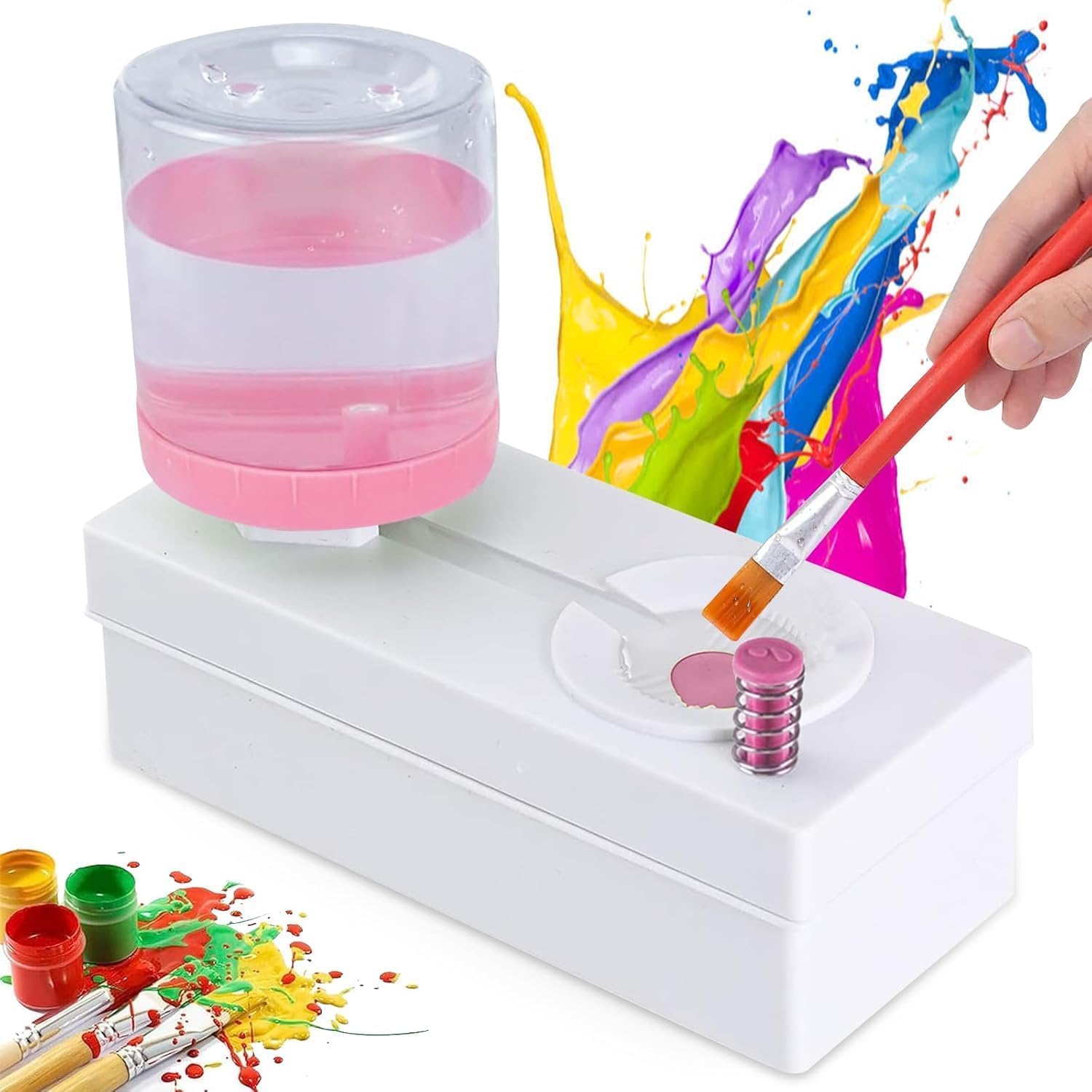 Stationery Supply Nagar 1Pcs Paint Brush Cleaner Brush Rinser with Drain Water Circulation Paintbrush Scrubber Cleaner Rinser Cup for Acrylic, Watercolor,-picture-21