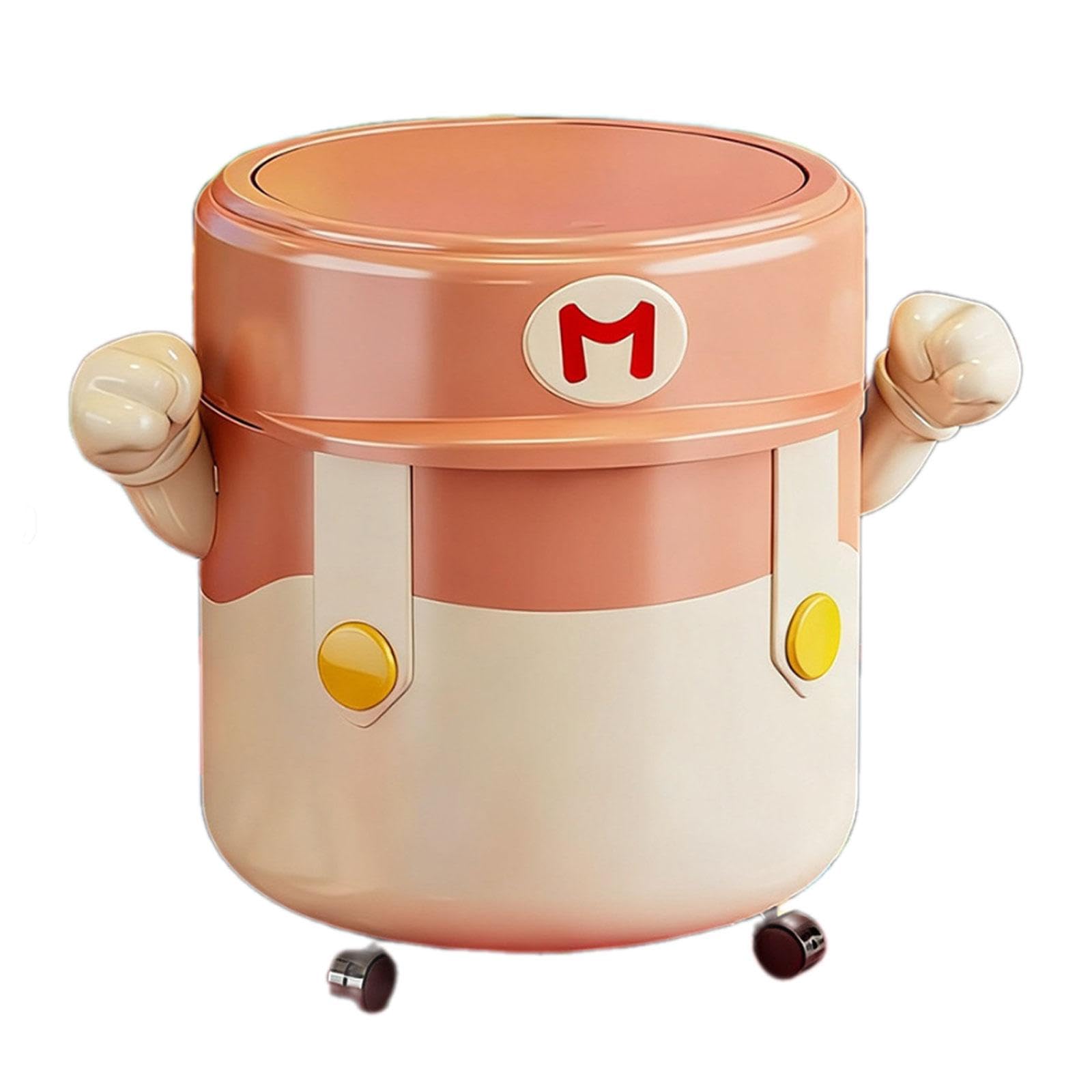 Garbage Bin and Wheels Storage Bucket Waste Basket for Garage Kitchen Vanity Pink|Trash Cans & Wastebaskets|Home & Garden