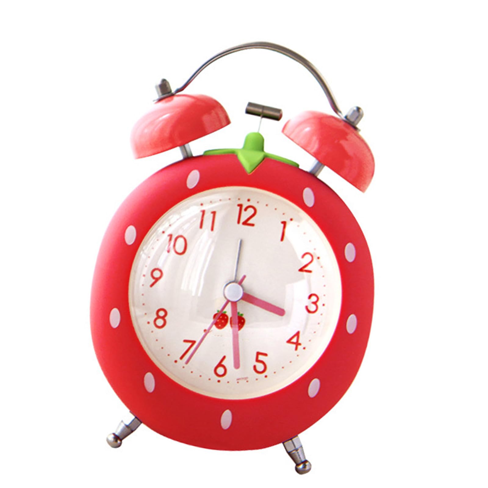Kalttoy Red Strawberry Bedsides Alarm Clock With Loud Ringing Bells Quartzs Quiet Operations And Night Light For Bedroom Decors Alarm Clock With Night Light