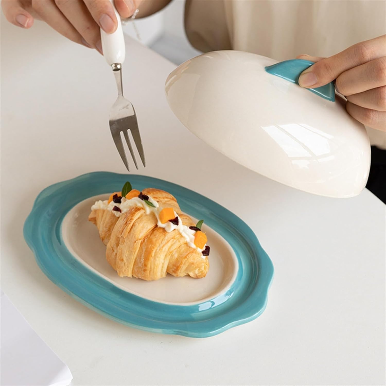 Butter Dishes Dessert Plate Cheese Box with Lid Storage Plate Ceramic Butter Dish Afternoon Tea Snack Plate Tableware Butter Storage