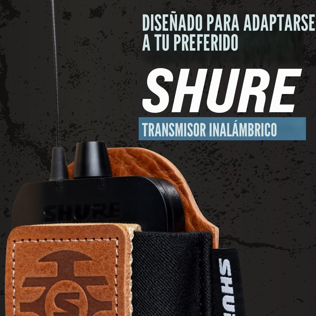 Shure by Gator Wireless Series; Estuche de cuero negro para transmisor wireless Shure Premium; (SH-BODYPACK-PBK-L)