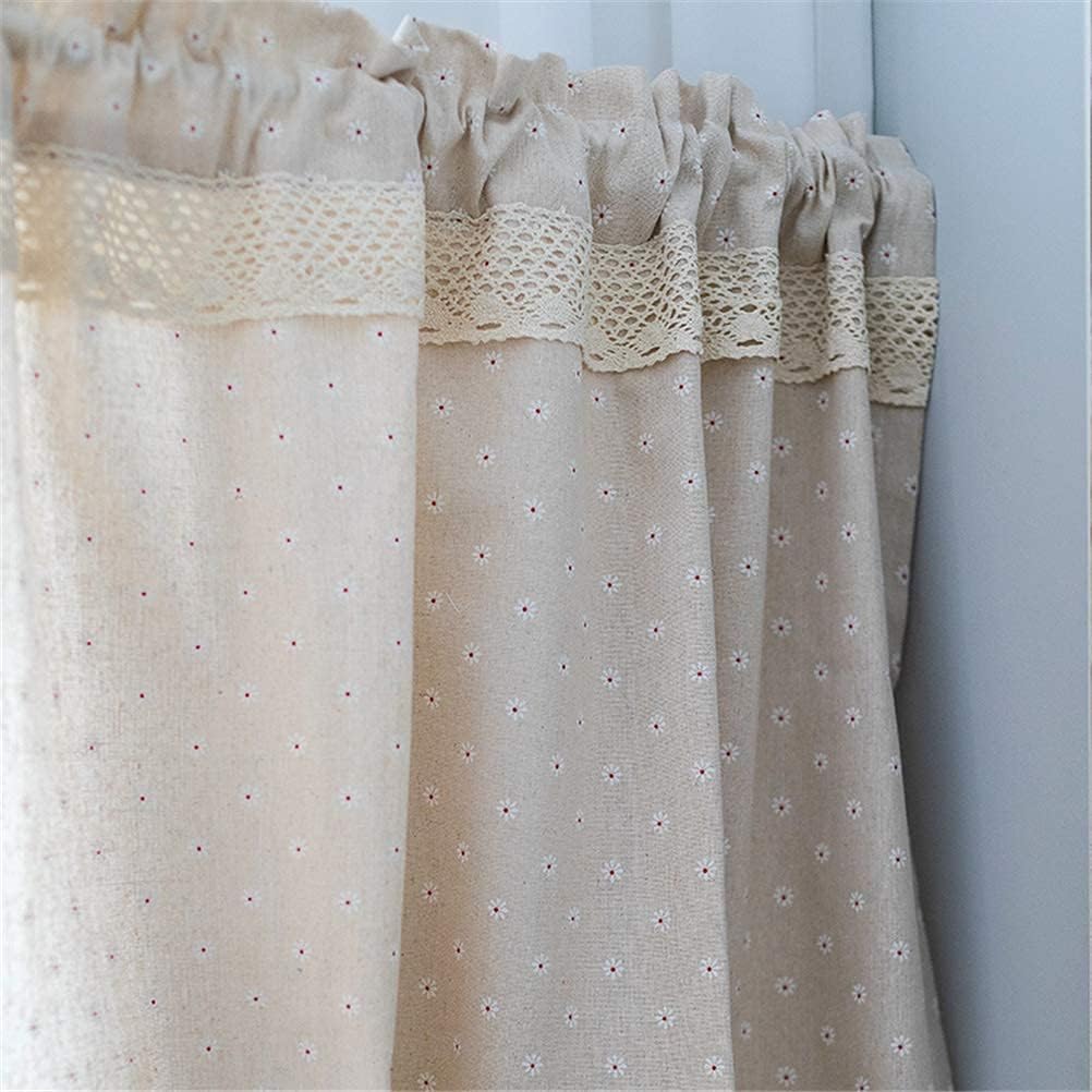 Short Curtains, Blackout Curtains, Curtain Kitchen Curtain Linen Short Sheer Curtains Flower Lace Half for Bathroom Door Decor Room Divider Short Curtains 1 Panels,140x80cm Home Kitchen Decor Short C