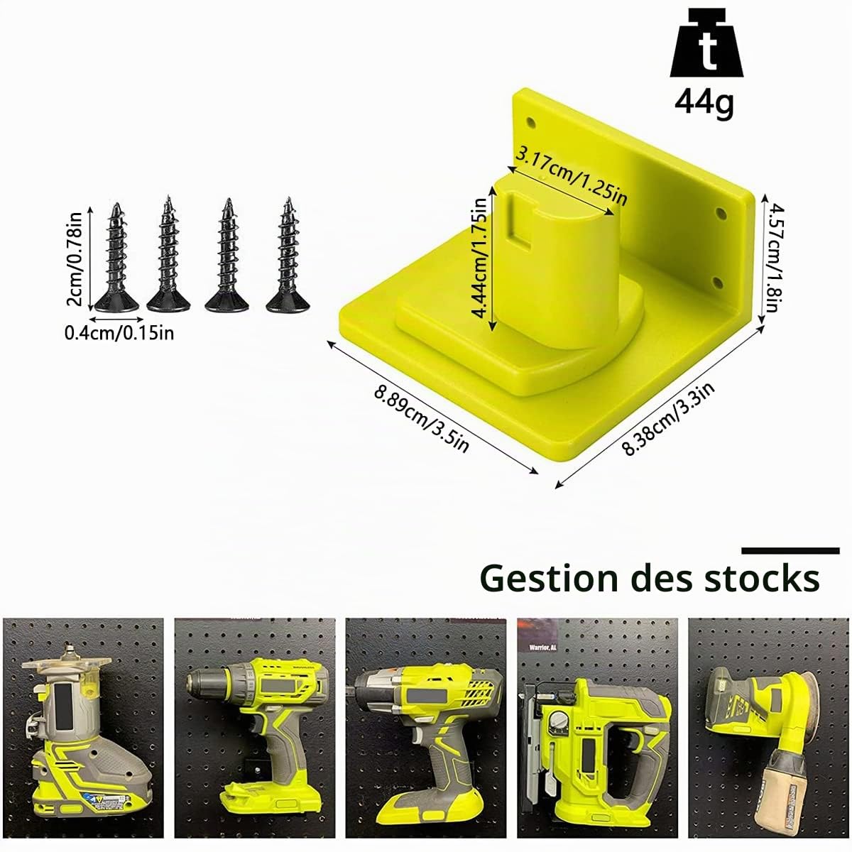 Lot de 5 porte-outils muraux pour batterie 18 V avec vis pour atelier, garage, outils électriques