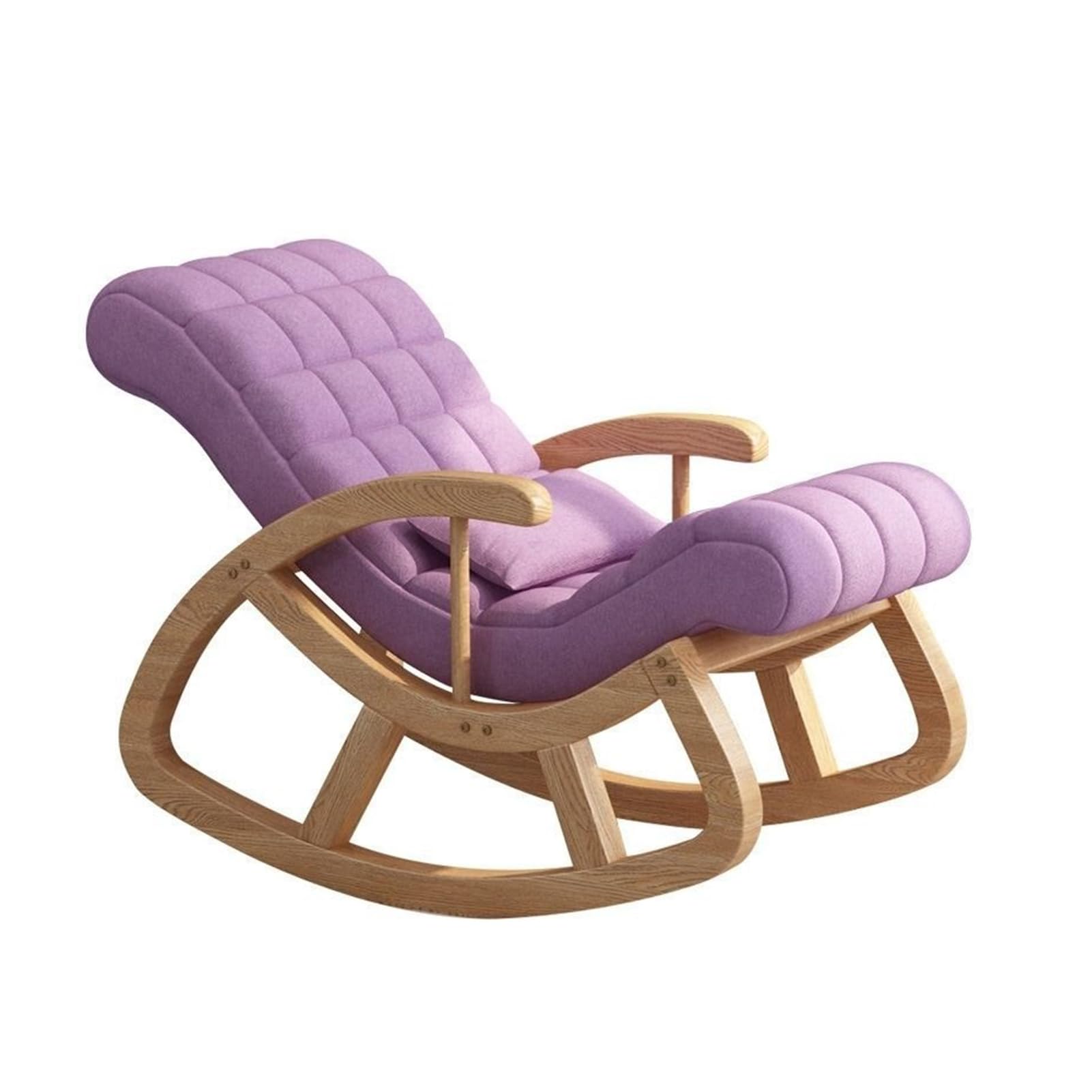 Pine Wood Rocking Chair High Density Sponge Comfortable and Elegantand Support (Purple,126CM)