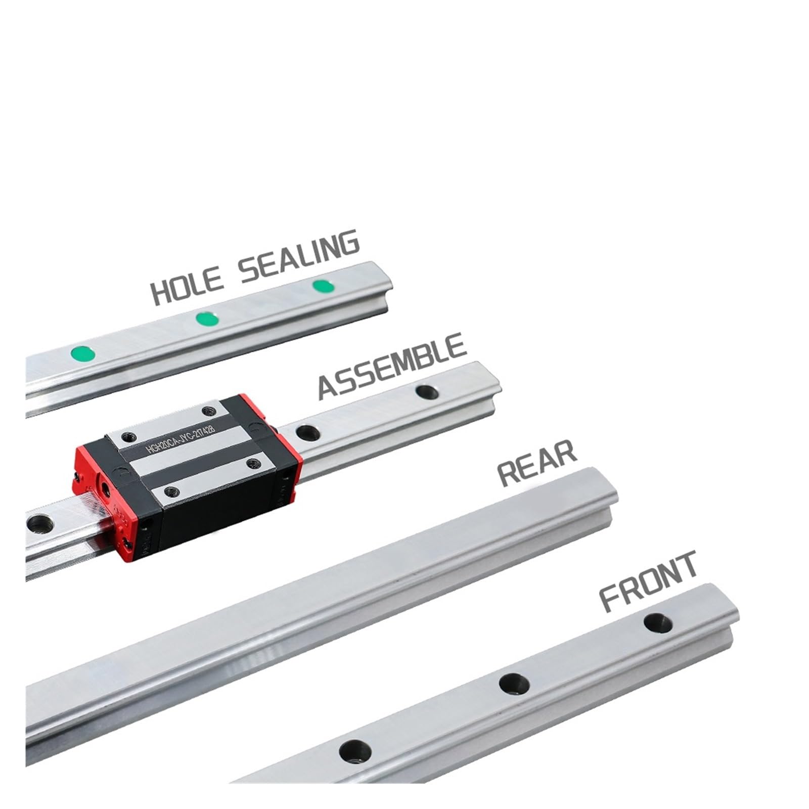 Deslizadores de guía de movimiento lineal de metal 1 riel lineal HGR20 de 550-950 mm. (Color : 1 PC HGR20, Size : 750mm)