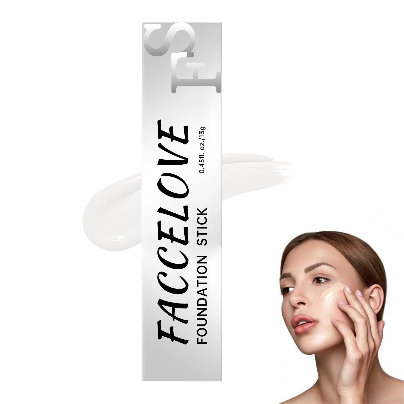 Facelove Foundation Stick, 2026 Neu 2-in-1 Foundation Stick mit Pinsel, Veränderbares foundation-duo mit lsf 15, Korean Make up, Gesichtsgrundierung für Alle Hauttypen (Elfenbeinweiß)