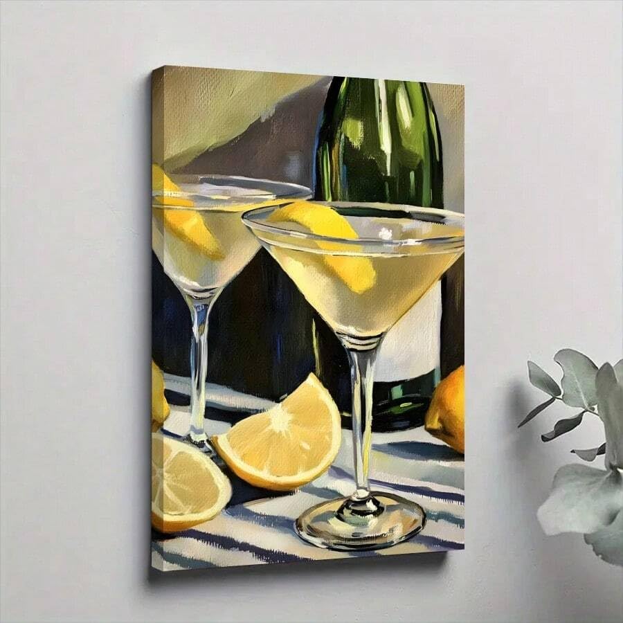 Affiche cocktail martini au citron pour habiller un mur vide de chambre ou salon