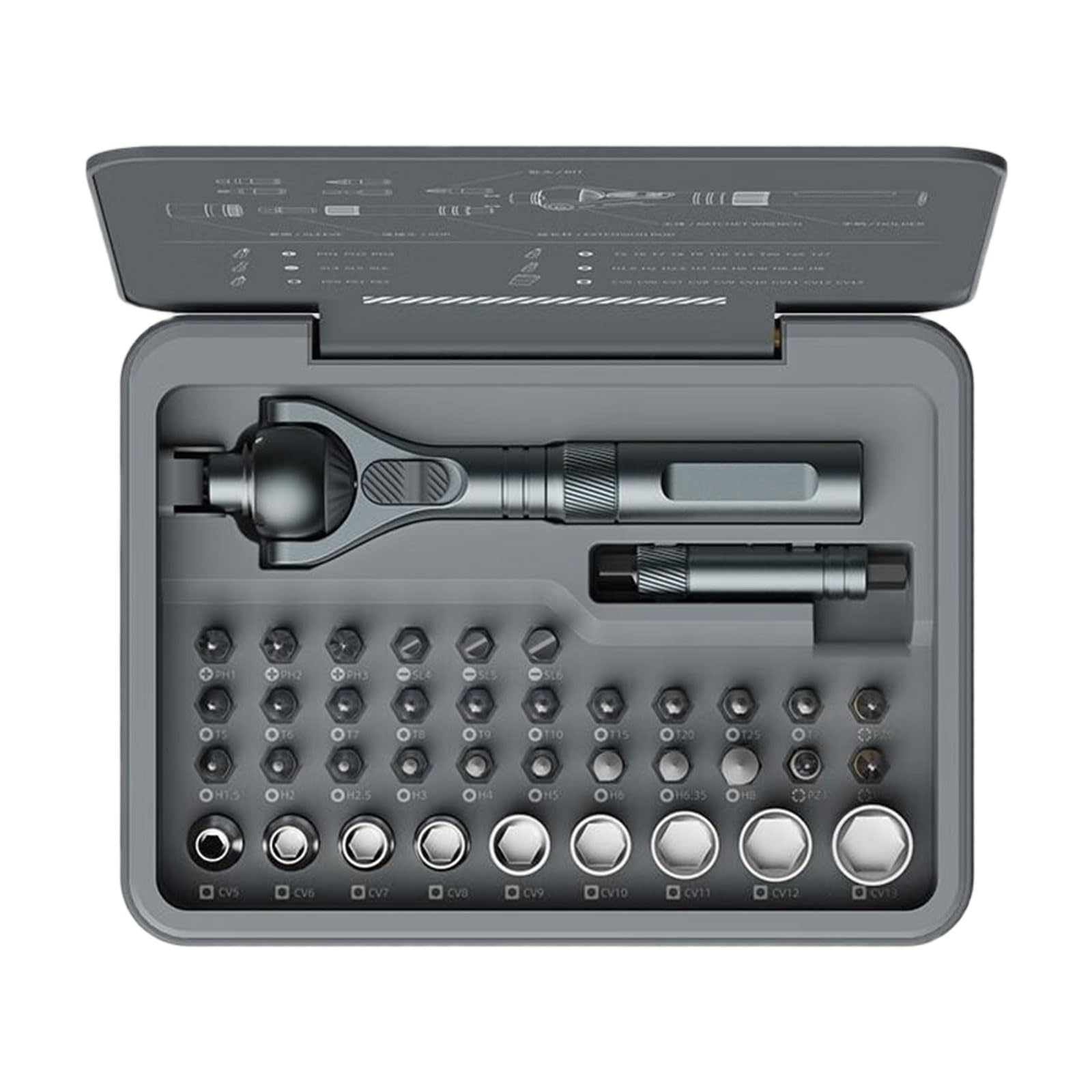 Tsophreniq Compact Ratcheting Screwdriver Set 40 In1 180° Head & Ergonomic Grip For Mechanics Ergonomic Handle Ratcheting Screwdriver