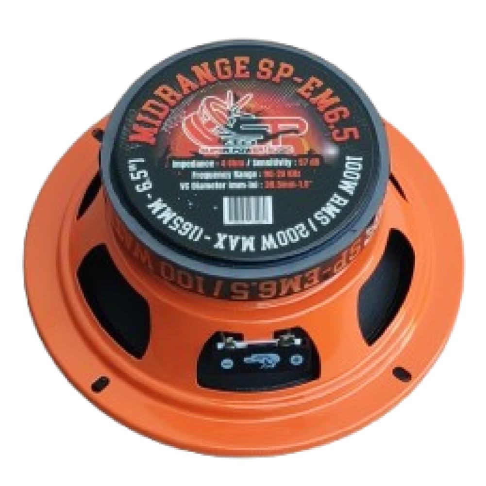 SP Audio 1 SP-EM6.5 midrange altoparlante diffusore da 16,5 cm 165 mm 6,5" di diametro, 100 watt rms 200 watt max, impedenza 4 ohm, sensibilità 95 db spl, 1 pezzo