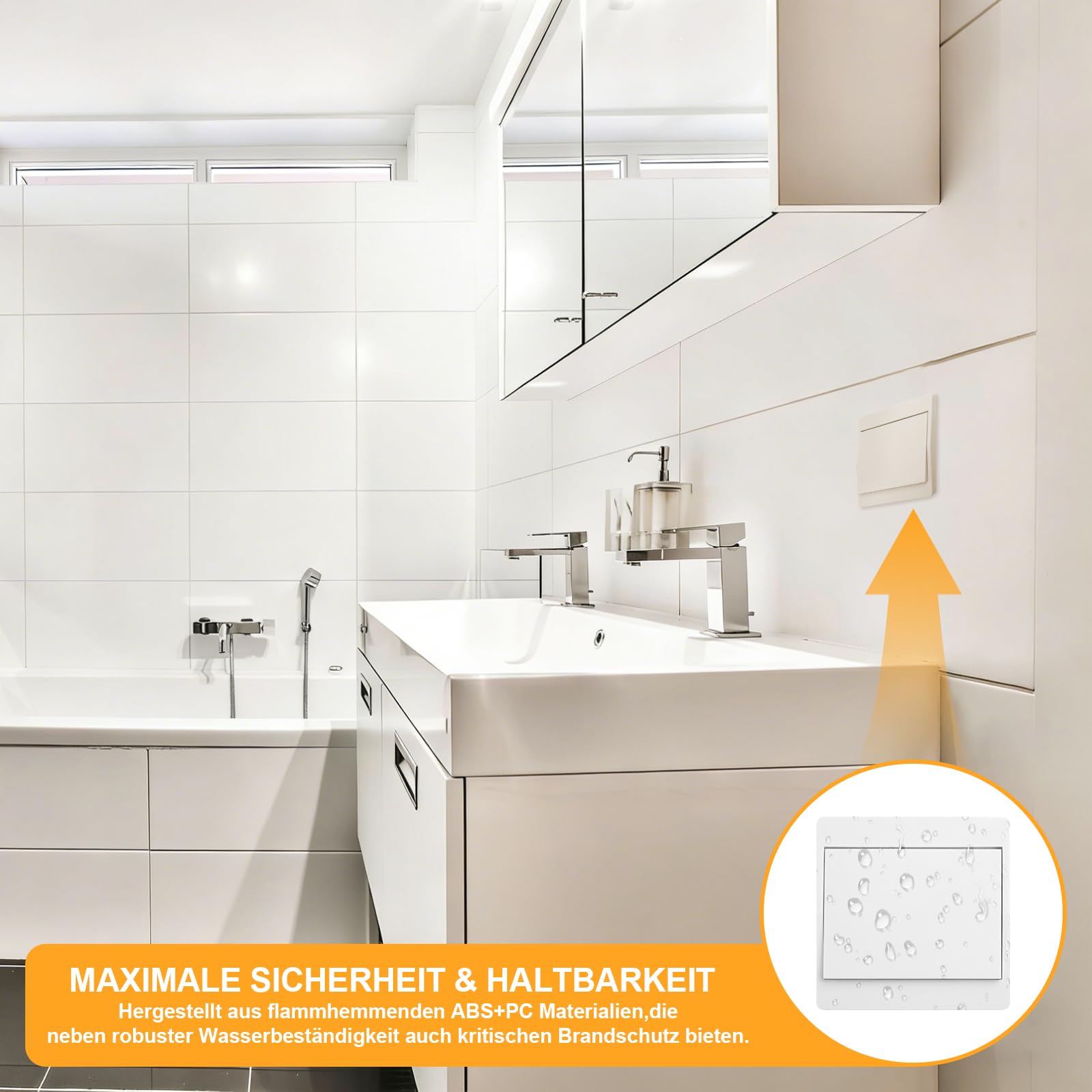 Lot d'interrupteurs sans fil 230 V, auto-alimenté, sans batterie, avec récepteur, 433 MHz, pour salon, cuisine et salle de bain, pas de nouveau câblage, 1 récepteur et 3 interrupteurs