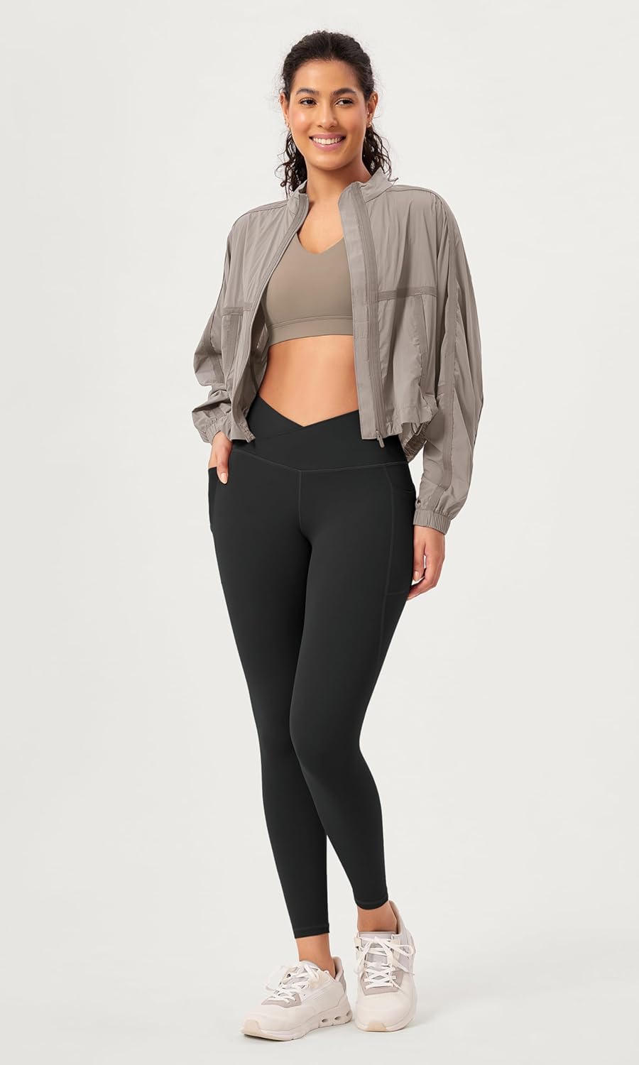 ODODOS Buttery Soft Cross Waist Leggings with Pockets for Women, ODCLOUD 25" / 28" Crossover Lounge Yoga Pants