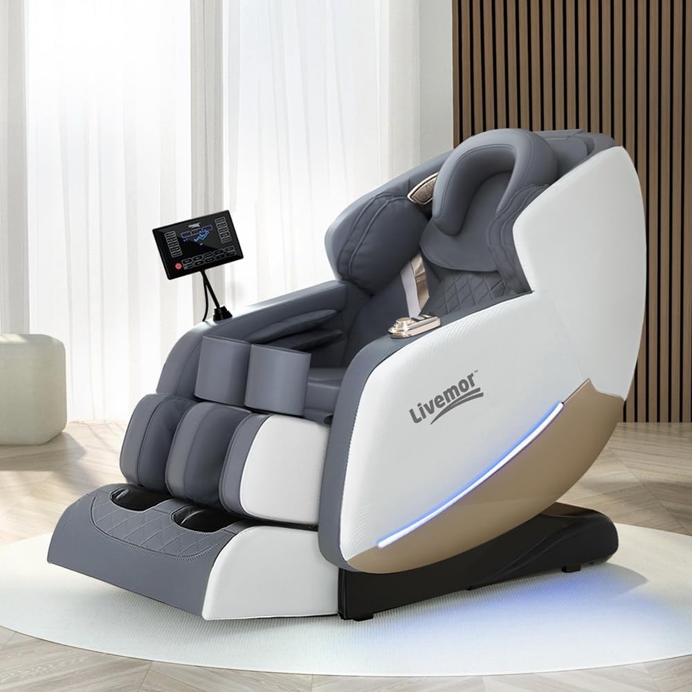 Livemor Massage Chair Electric Massager Head Back, Heating Chairs, Soft