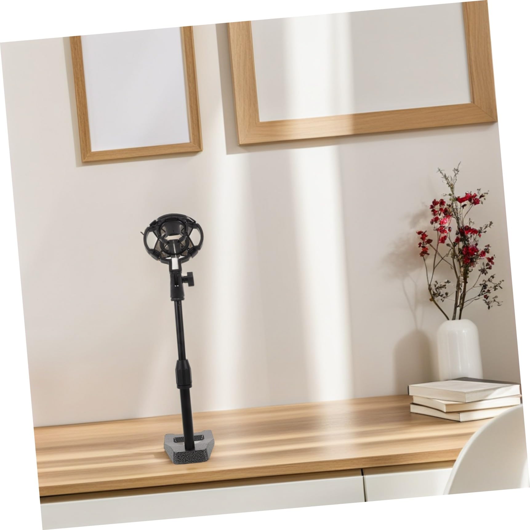 Supporto Microfono da Tavolo Regolabile Base Zavorrata Nero | Conferenze e Produzione Musicale, Struttura Metallo e Plastica, Supporto Antivibrazione Incluso, Design Compatto