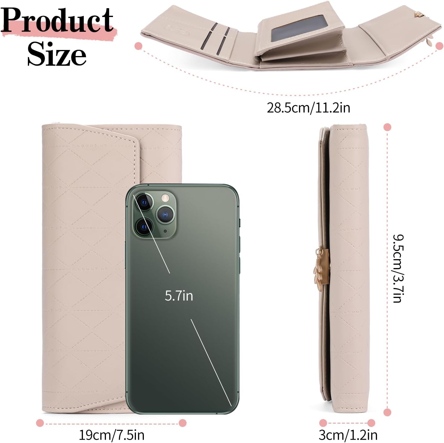 Womens Wallet Leather RFID Trifold Wallets Women Clutch Large Credit Card Holder wirh Zipper Coin Pocket - Image 5