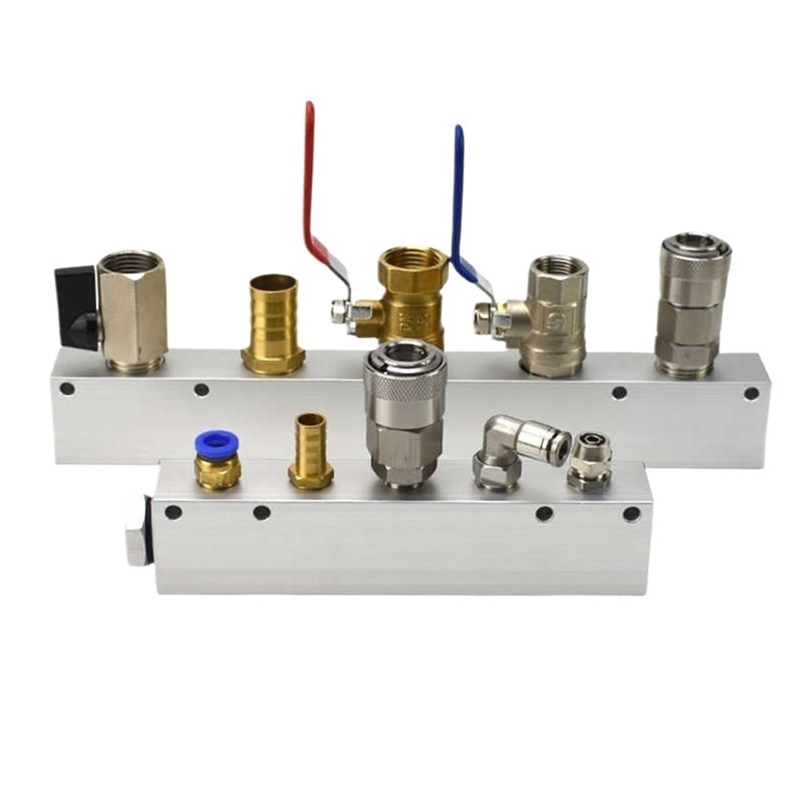 Distribuidor De Colector De Aire De 1/2"1/4" 2 3 4 5 6 7 8 9 Conector De Enchufe Rápido Neumático De 10 Vías Manguera Bloque De Aluminio Splitter-1Pcs(9 Way 11 Port(4to2))