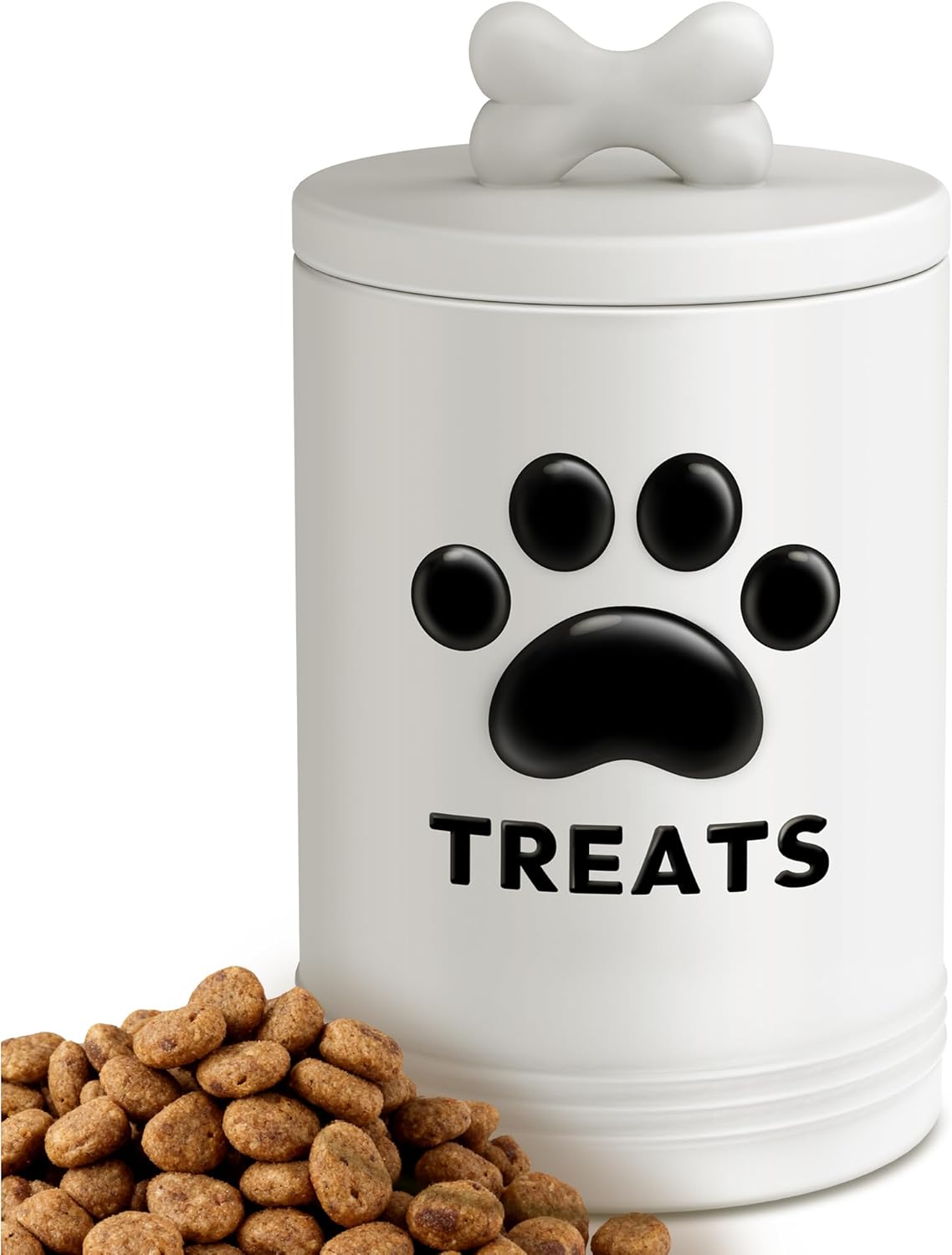 Dog Treat Container Airtight - 9.1'' Tall × 5.3'' Wide Large Ceramic Dog Treat Jar for Kitchen Counter - Pet Treat Container with Airtight Lid - Cute Cookie Jar for Dogs - Big Treats Canister for Pets