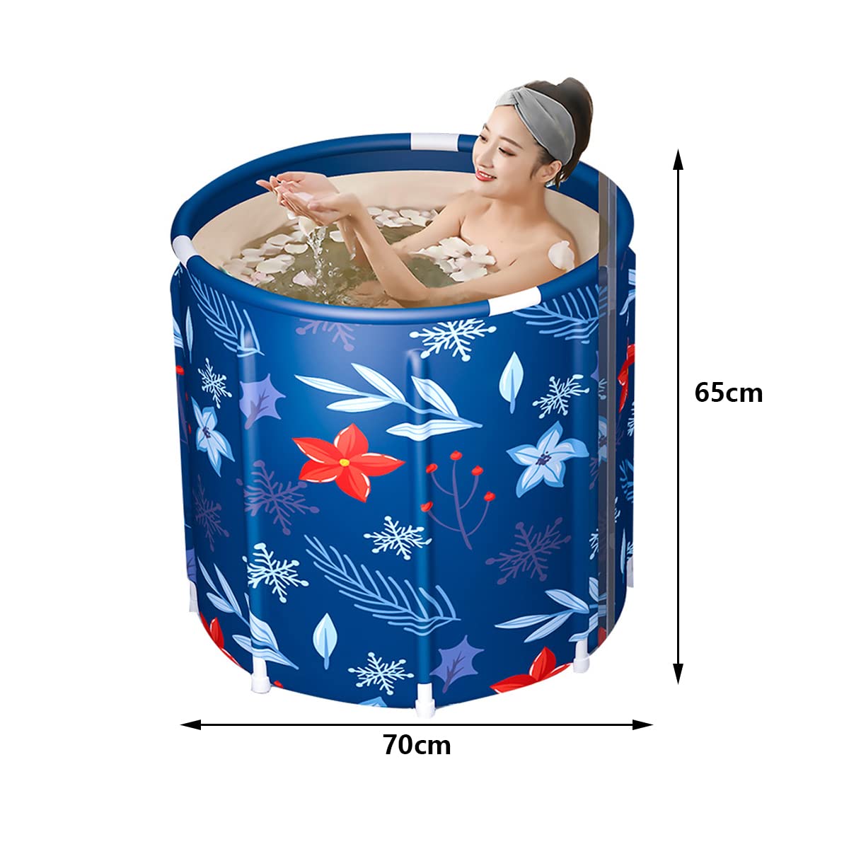 FAXIOAWA Bañera portátil, bañera Plegable Independiente con Espuma térmica Espesada para Mantener la Temperatura, bañera, baño, SPA, fácil de Instalar, 65 x 70 x 70 cm