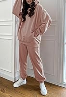 Vista 2 de Fixmatti Sudaderas con capucha para mujer, sudadera de manga larga, pantalón deportivo, 2 piezas