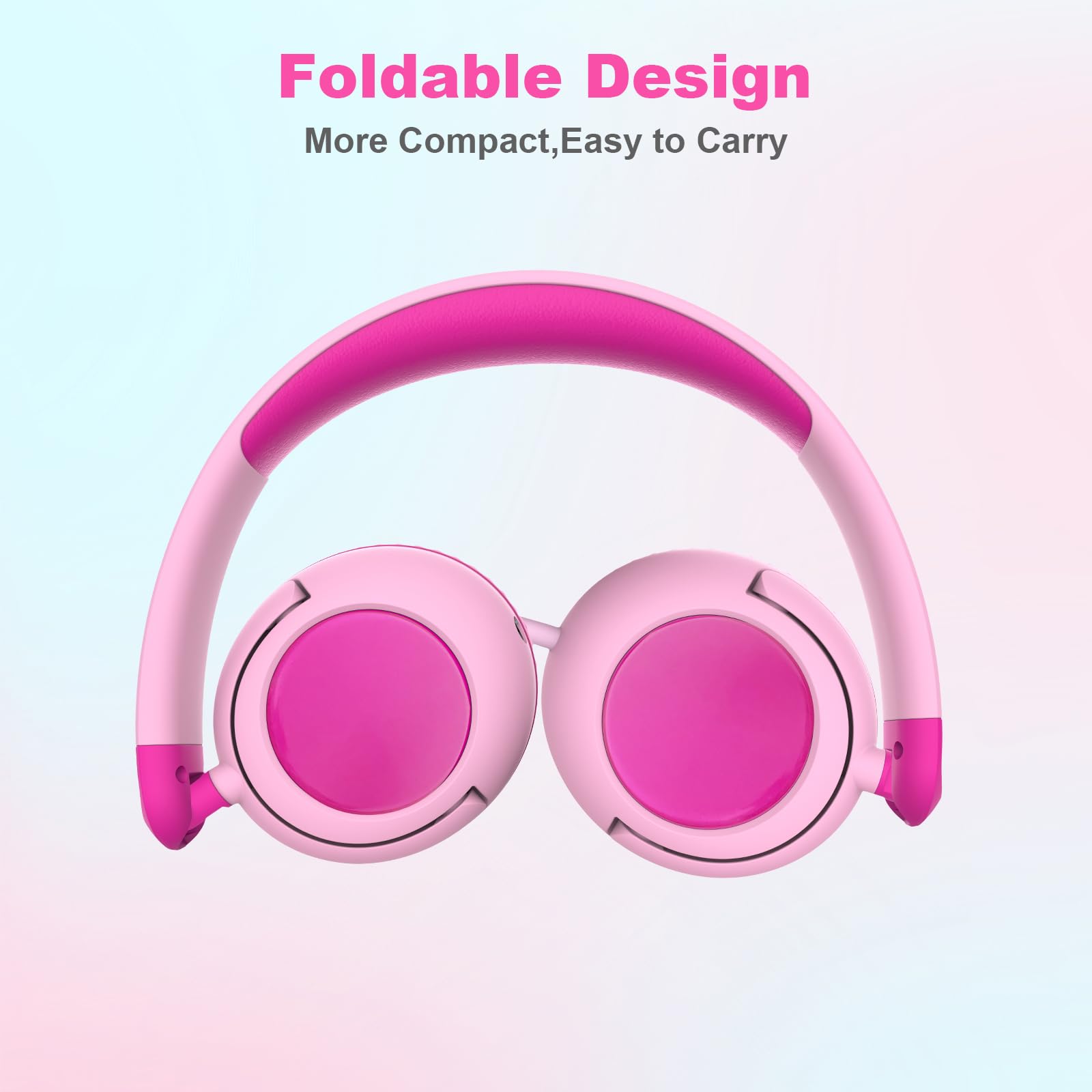 V8 Cuffie per bambini, con cavo jack da 3,5 mm, cuffie per bambini, con limitatore di volume sicuro, suono stereo HD, cuffie over-ear per tablet, iPad, Kindle (rosa)