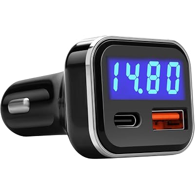USB C Car Charger Adapter with Voltage Display, 30W Cigarette Lighter Type C Fast Charge Power Delivery & Quick Charge 3.0 (PD & QC), Volt Meter Battery Monitor, Compatible with iPhone Galaxy