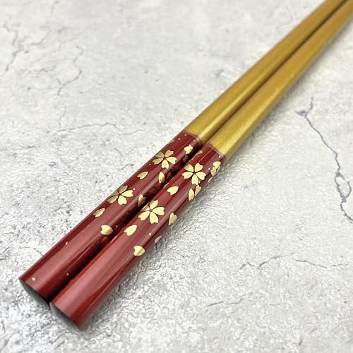 Miniatura 3 de Palillos japoneses de primera calidad reutilizables fabricados en Japón Palillos de madera tradicionales de laca B (flor de cerezo RD (WH16))