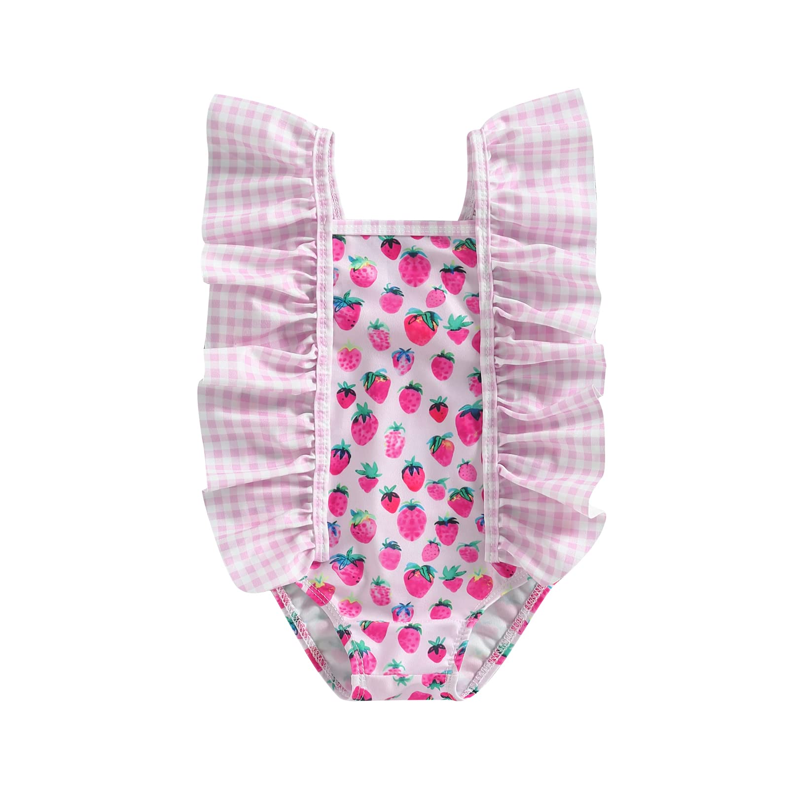HodJIU Bañador Volantes Recién Nacida Traje de Baño Lindo Estampado Fresa Bebé Niña Bañador Una Pieza Verano Ropa de Natación Dulce 6 Meses-3 Años