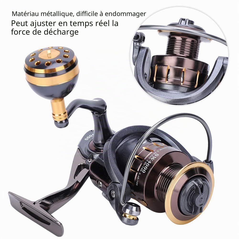Moulinets Spinning en Eau salée Pêche en mer ReelEasy Casting Long Shot Full Metal Surf Moulinet de pêche Portant: 4 1BB Heavy Duty Moulinet de pêche à la traîne en mer